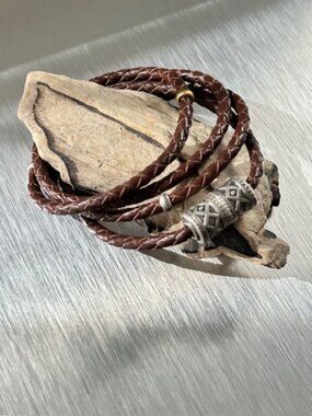 Silpada Brown Braided Leather and Silver Bracelet